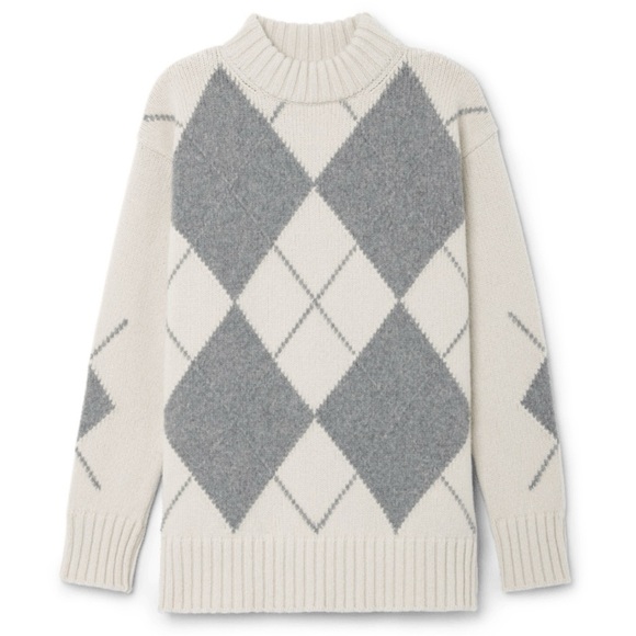 Goop G Label Meg Argyle Wool Knit Turtleneck Sweater - Picture 2 of 7
